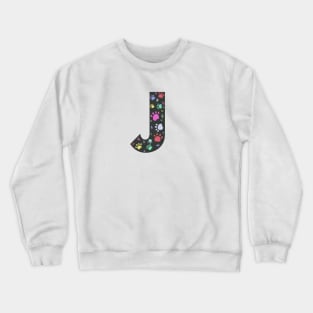 J letter with colorful paw print Crewneck Sweatshirt